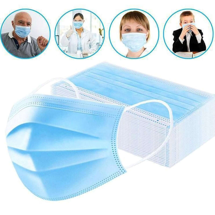 50 Pack | 3 Ply Disposable Face Mask Non Woven Mask with Ear Loop