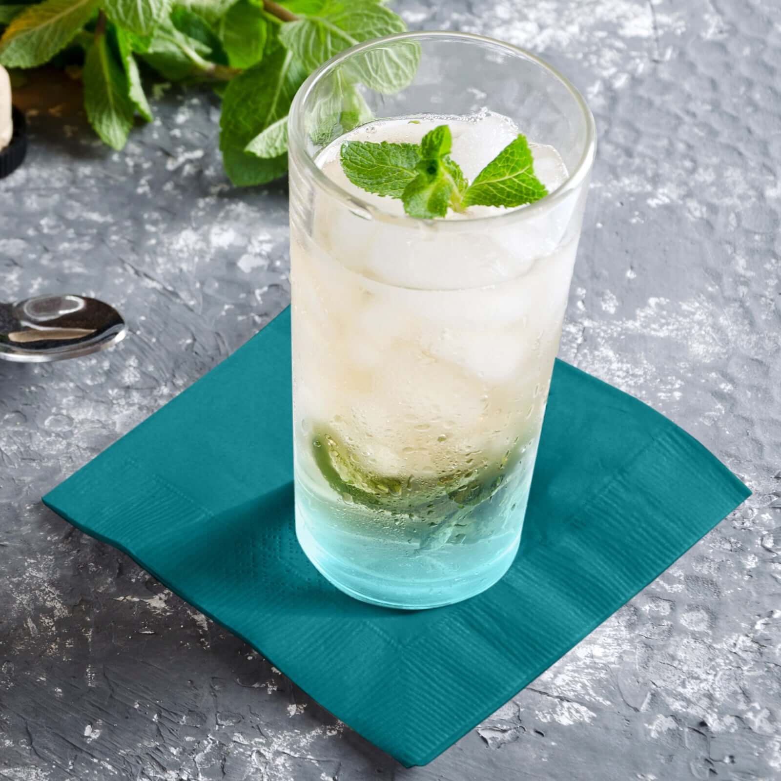 50-Pack Paper Beverage Napkins Turquoise - 2 Ply Disposable Soft 18GSM Cocktail Napkins 5"x5"