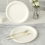 50 Pack | 9inch White Biodegradable Bagasse Dinner Plates,Disposable Sugarcane Party Plates
