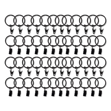 50 Pack Black Metal Openable Curtain Clip Rings, Heavy Duty Rustproof Drapery Backdrop Clip Hangers - 1.5"