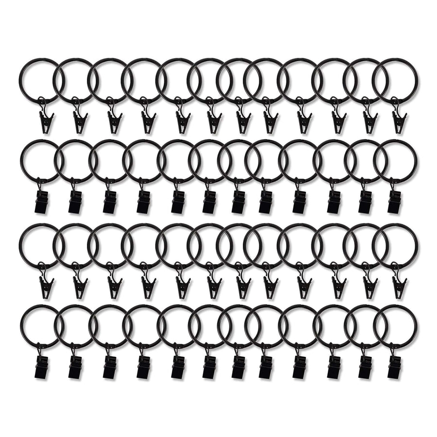 50 Pack Black Metal Openable Curtain Clip Rings, Heavy Duty Rustproof Drapery Backdrop Clips