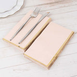 50 Pack Blush Soft 2 Ply Disposable Party Napkins with Gold Foil Edge