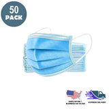 50 Pack | 3 Ply Disposable Face Mask Non Woven Mask with Ear Loop