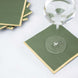 50 Pack | 2 Ply Soft Olive Green With Gold Foil Edge Dinner Paper Napkins