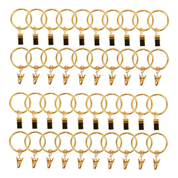 50 Pack Gold Metal Openable Curtain Clip Rings, Heavy Duty Rustproof Drapery Backdrop Clip Hangers - 1.5"