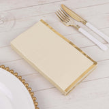 50 Pack Ivory Soft 2 Ply Disposable Party Napkins with Gold Foil Edge