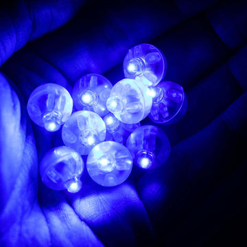 50-Pack LED Mini Balloon Lights Round Light Blue - Waterproof Battery Operated Balls 0.5"