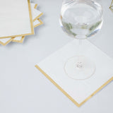 50 Pack | 2 Ply Soft White With Gold Foil Edge Dinner Paper Napkins