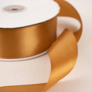 50 Yards 1.5" Gold Single Face Decorative Satin Ribbon