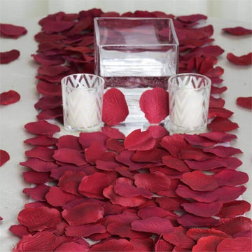 500-Pack Rose Petals Round Design Burgundy Silk Confetti - Decorative Scatters for Tables and Floors