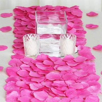 500-Pack Rose Petals Round Design Fuchsia Silk Confetti - Decorative Scatters for Tables and Floors