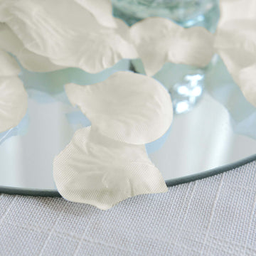 500-Pack Rose Petals Round Design Ivory Silk Confetti - Decorative Scatters for Tables and Floors