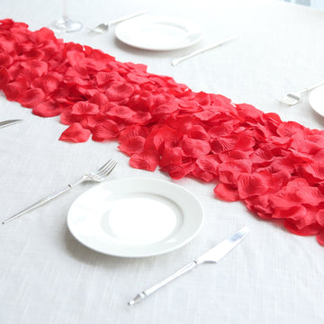 500-Pack Rose Petals Round Design Red Silk Confetti - Decorative Scatters for Tables and Floors