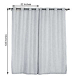  Silver Faux Linen Curtains, Semi Sheer Curtain Panels with Chrome Grommet