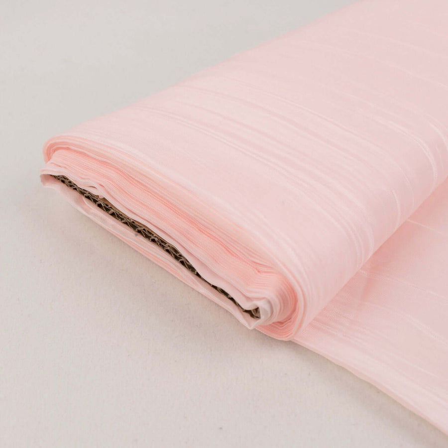 54inch x 10 Yards Blush Rose Gold Accordion Crinkle Taffeta Fabric Bolt