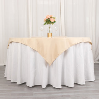 Beige Polyester Table Overlay for Elegant Events