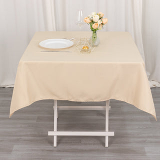 Beige Premium Polyester Square Tablecloth - Add Elegance to Your Event