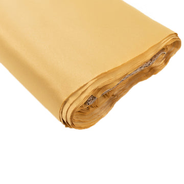 54"x10 Yards Champagne Lamour Satin Fabric Bolt, Heavy Matte Satin Fabric By The Yard