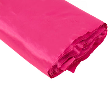 54"x10 Yards Fuchsia Lamour Satin Fabric Bolt, Heavy Matte Satin Fabric By The Yard