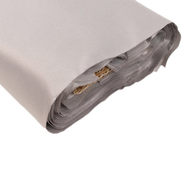 54"x10 Yards Silver Lamour Satin Fabric Bolt, Heavy Matte Satin Fabric By The Yard