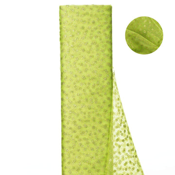 54"x15 Yards Apple Green Glitter Polka Dot Tulle Fabric Bolt