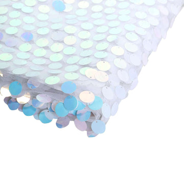 54"x4 Yards Iridescent Blue Big Payette Sequin Fabric Roll, Mesh Sequin DIY Craft Fabric Bolt