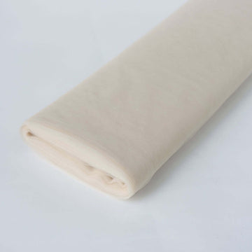 54"x40 Yards Beige Tulle Fabric Bolt, DIY Crafts Sheer Fabric Roll