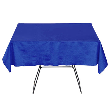 54"x54" Royal Blue Seamless Premium Velvet Square Tablecloth, Reusable Linen