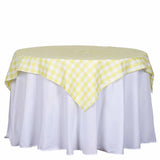 54Inch Square Buffalo Plaid Polyester Overlay | Checkered Gingham Overlay - White/Yellow