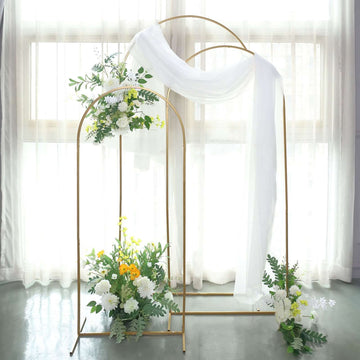 5ft Gold Metal Wedding Arch Chiara Backdrop Stand Floral Display Frame With Round Top