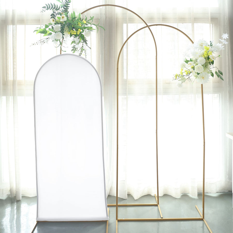 5ft Matte White Spandex Fitted Chiara Backdrop Stand Cover For Round Top Wedding Arch