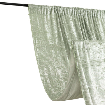 5ftx12ft Sage Green Premium Smooth Velvet Event Curtain Drapes, Privacy Backdrop Event Panel with Rod Pocket