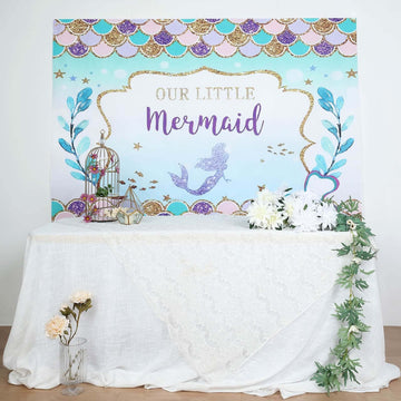 5ftx7ft "Our Little Mermaid" Print Vinyl Photo Shoot Backdrop