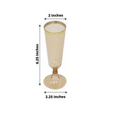 12 Pack Amber Gold Disposable Champagne Flutes with Gold Rim, 5oz Transparent Plastic Toasting 7inch