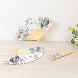 5-Pack Paper Folding Fans Party Favors in White & Black French Toile Pattern, Handheld Fans
