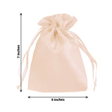 Satin drawstring gift bag in light beige, 5x7 inches, studio isolation shot