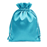 Turquoise satin drawstring bag for storage or gifting #whtbkgd