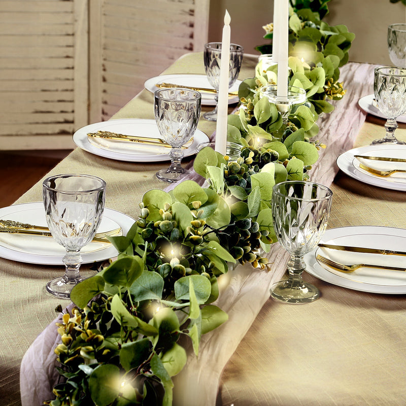 Eucalyptus garland with warm white fairy lights