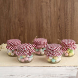 6inch Red / White Gingham Mason Jar Cloth Lid Covers, Checkered Jam Jar Covers with Jute String