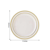 10 Pack | 6inch Très Chic Gold Rim Ivory Disposable Salad Plates, Plastic Dessert Appetizer Plates