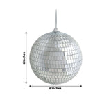 4 Pack | 6inches Silver Foam Disco Mirror Ball With Hanging Strings, Holiday Christmas Ornaments