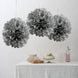 12 Pack 10" Silver Paper Tissue Fluffy Pom Pom Flower Balls