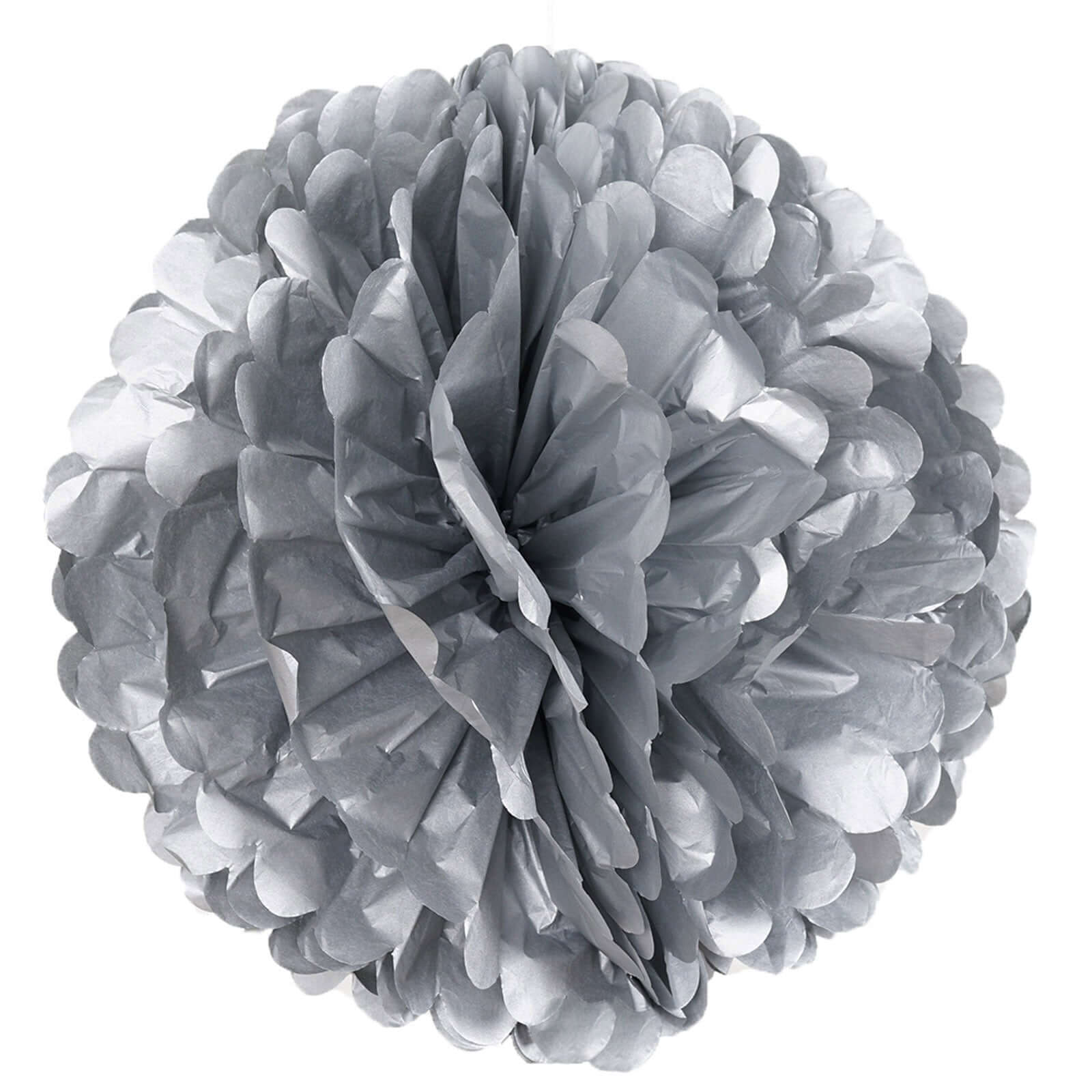 6 Pack 16" Silver Tissue Paper Pom Poms Flower Balls, Ceiling Wall Hanging Decorations