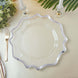 6 Pack 13inch Silver Scalloped Edge Clear Acrylic Plastic Charger Plates Round Dinner Charger Plates