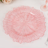 6 Pack 13inch Transparent Blush Round Reef Acrylic Plastic Charger Plates, Dinner Charger Plates