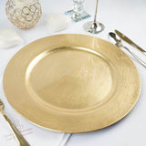 6 Pack | 13Inch Metallic Gold Round Acrylic Plastic Charger Plates, Dinner Party Table Decor