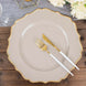 6 Pack | 13inch Taupe / Gold Scalloped Rim Acrylic Charger Plates, Round Plastic Charger Plates