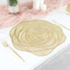 6 Pack Metallic Gold Round Vinyl Placemats, Washable Rose Flower Non Slip Dining Table Mats 15"