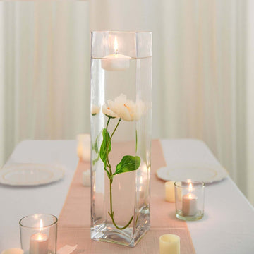 6-Pack Glass Cylinder Vases Square Clear - Durable Heavy Duty Floral Centerpieces for Weddings 18"