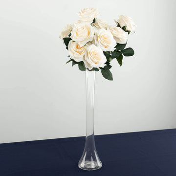 6-Pack Glass Eiffel Tower Vases Clear with Round Base - Tall Skinny Flower Bud Wedding Centerpieces 16"